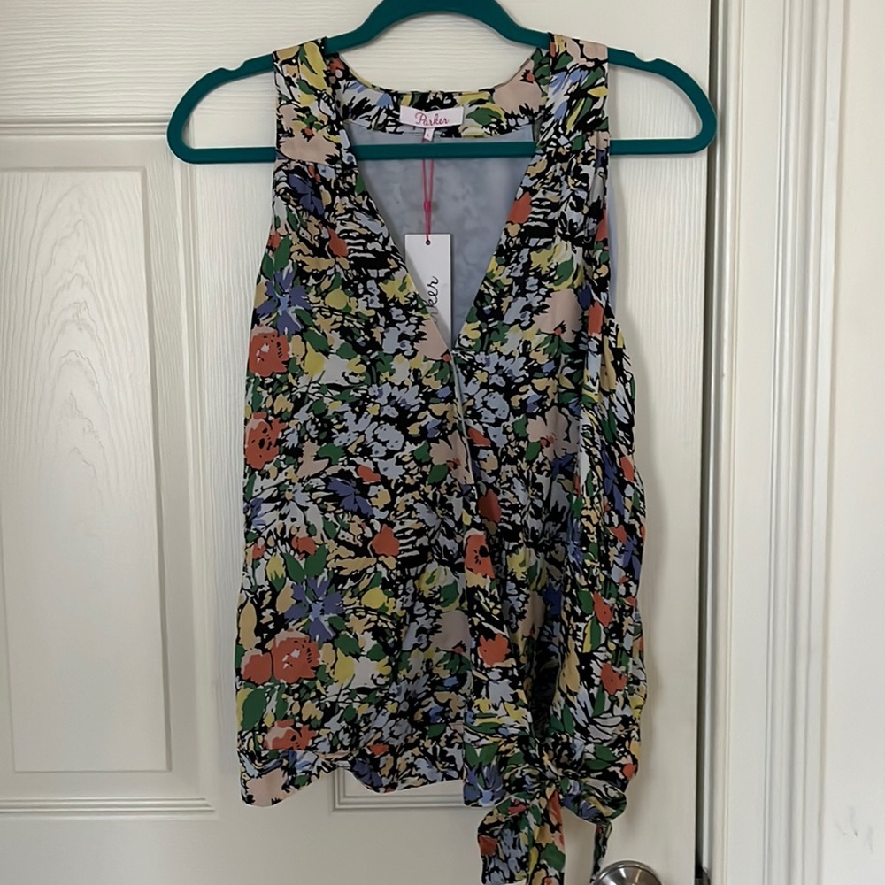 NWT Parker Silk Floral Wrap Blouse Large